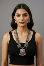 Load image into Gallery viewer, Long Saaz Necklace Antique Silver
