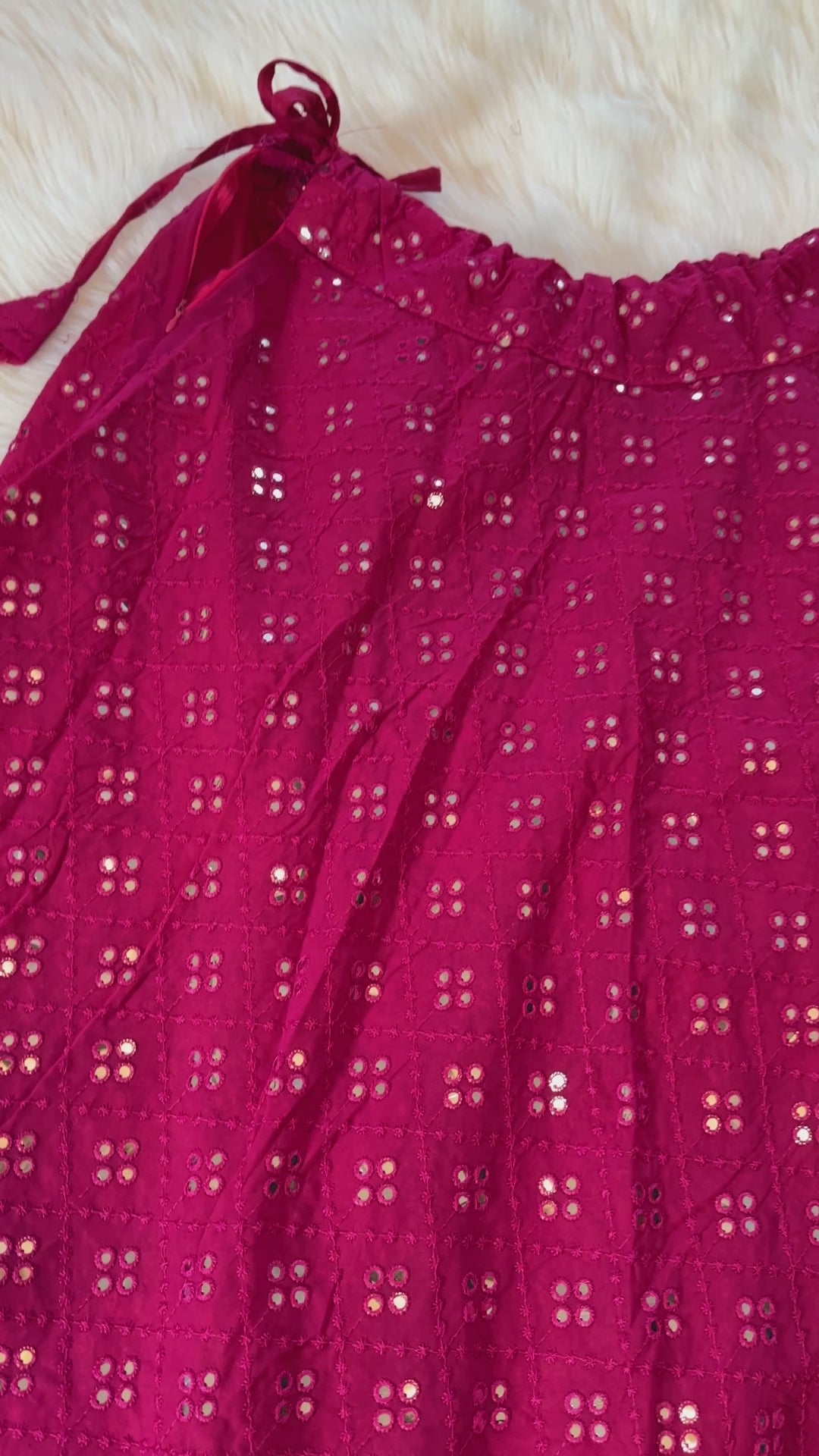 Designer Mirrorwork Skirt - Hot Pink