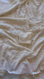 Load and play video in Gallery viewer, Georgette Chikanwork Saree - Ivory- Sitara Edition
