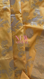 Load and play video in Gallery viewer, Banarasi Silk Saree - Marigold Yellow
