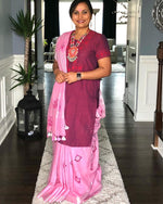 Load image into Gallery viewer, Linen by Linen Embroidered Saree - Pink
