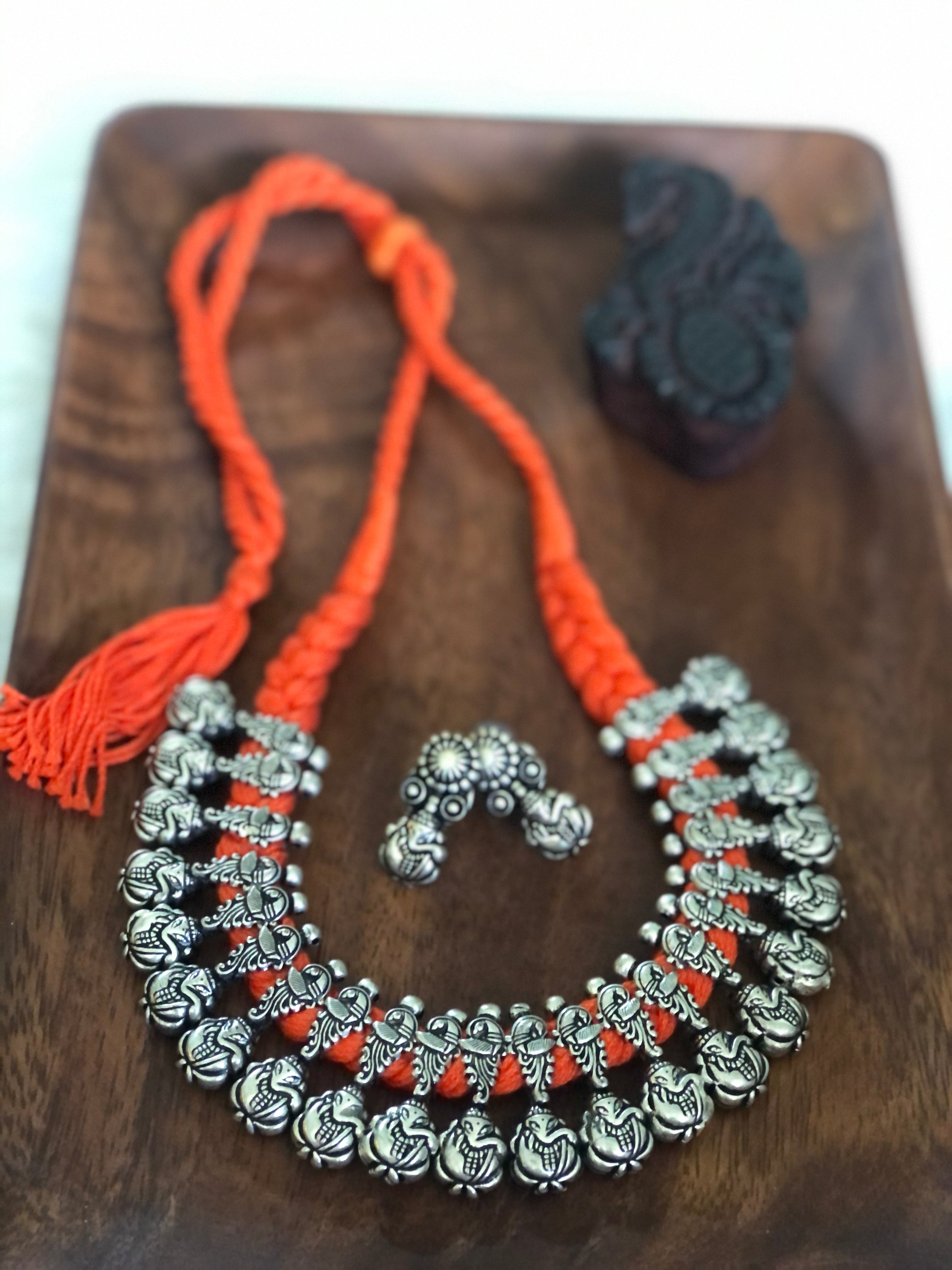 Ganesha Silver Tone Necklace Set