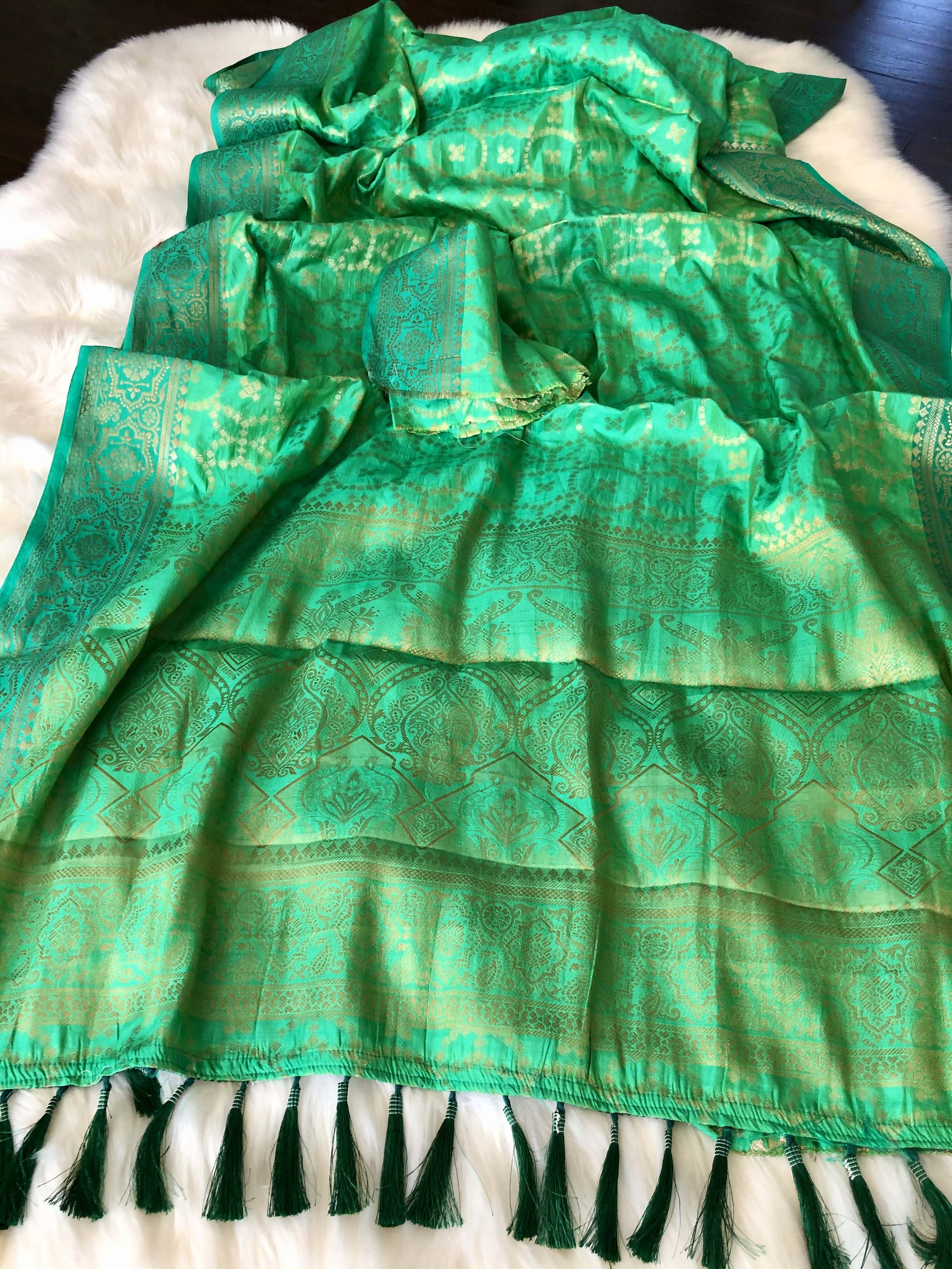 Silk Woven Green Banarasi Saree