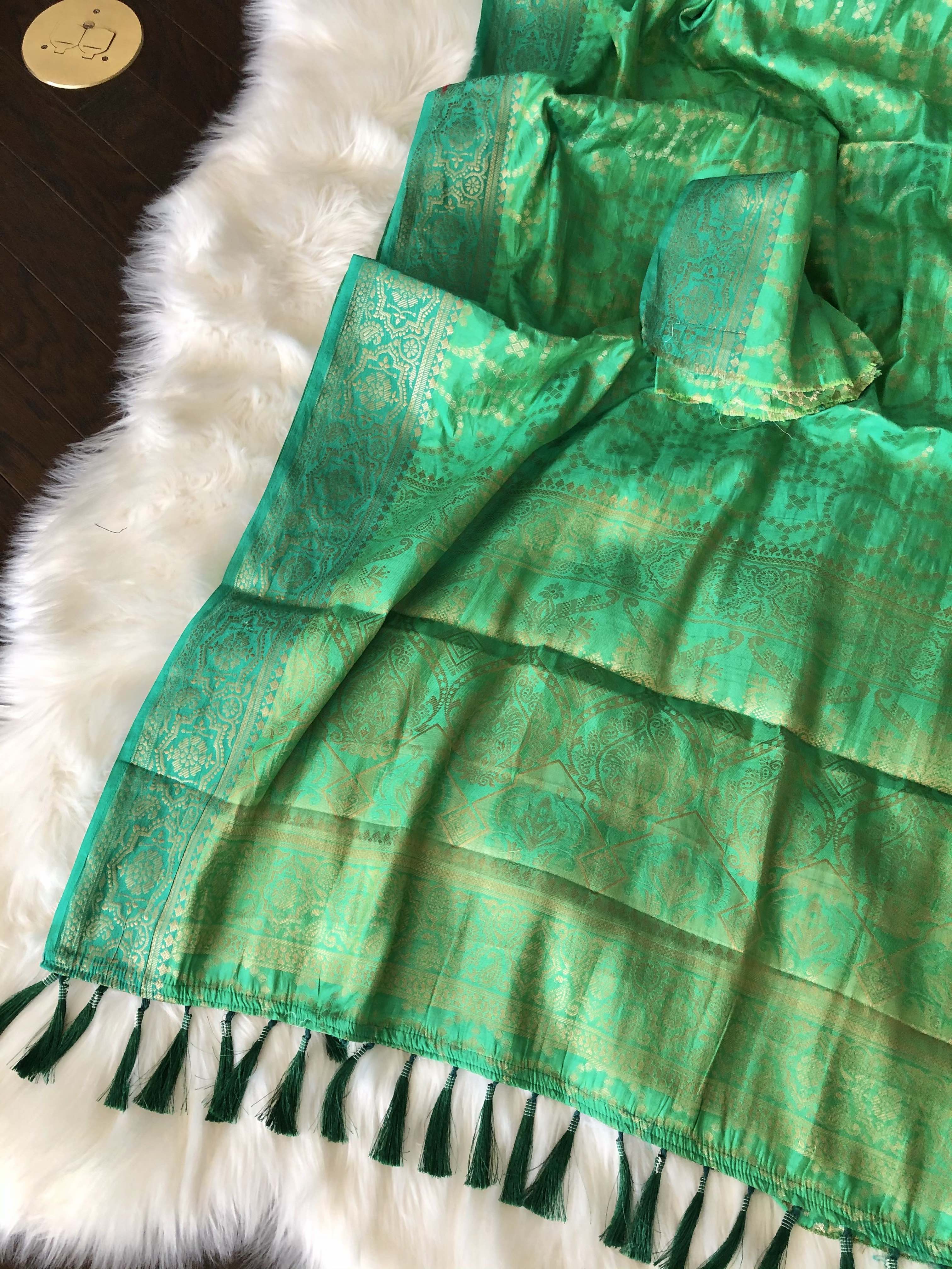 Silk Woven Green Banarasi Saree