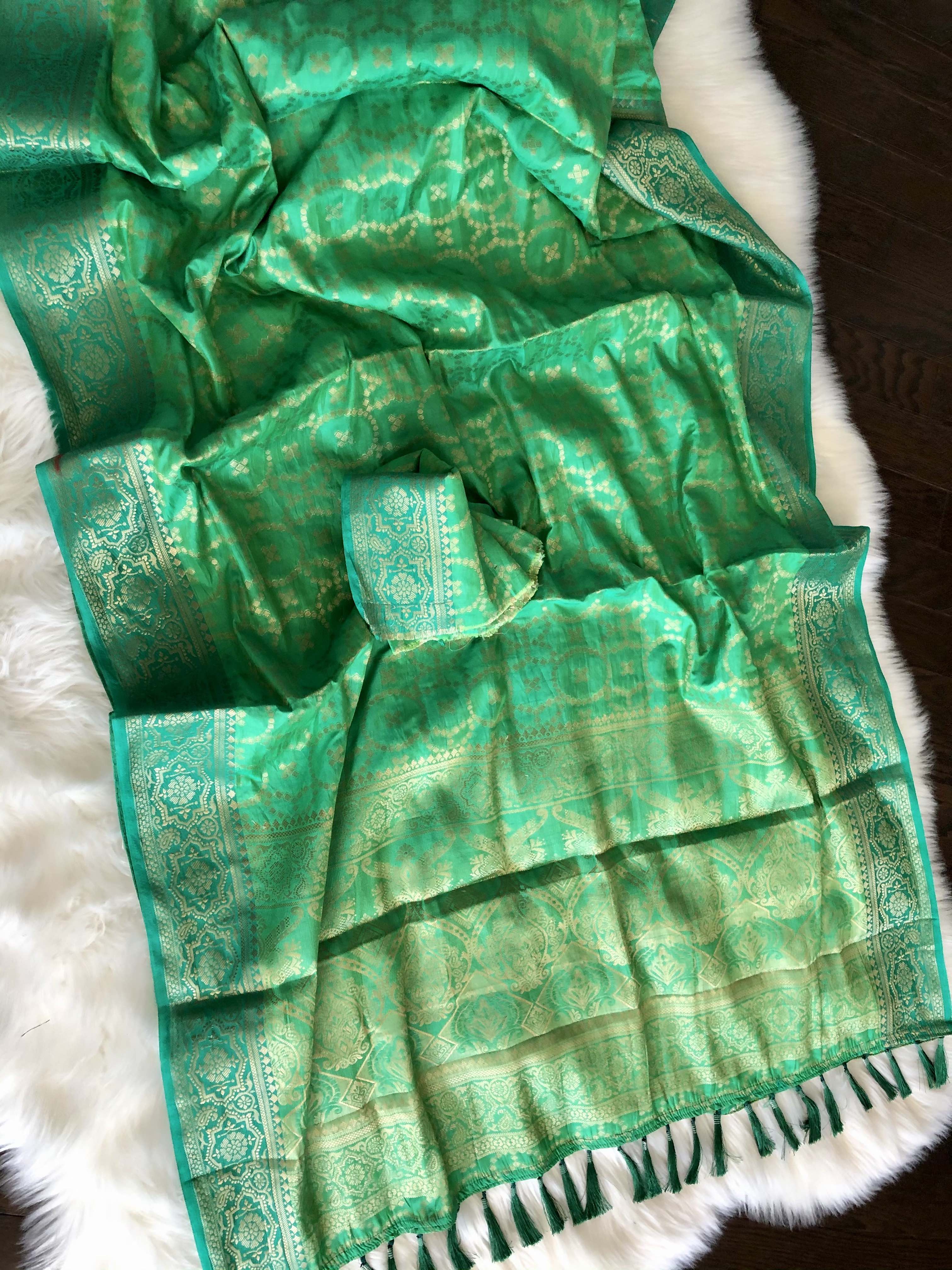 Silk Woven Green Banarasi Saree