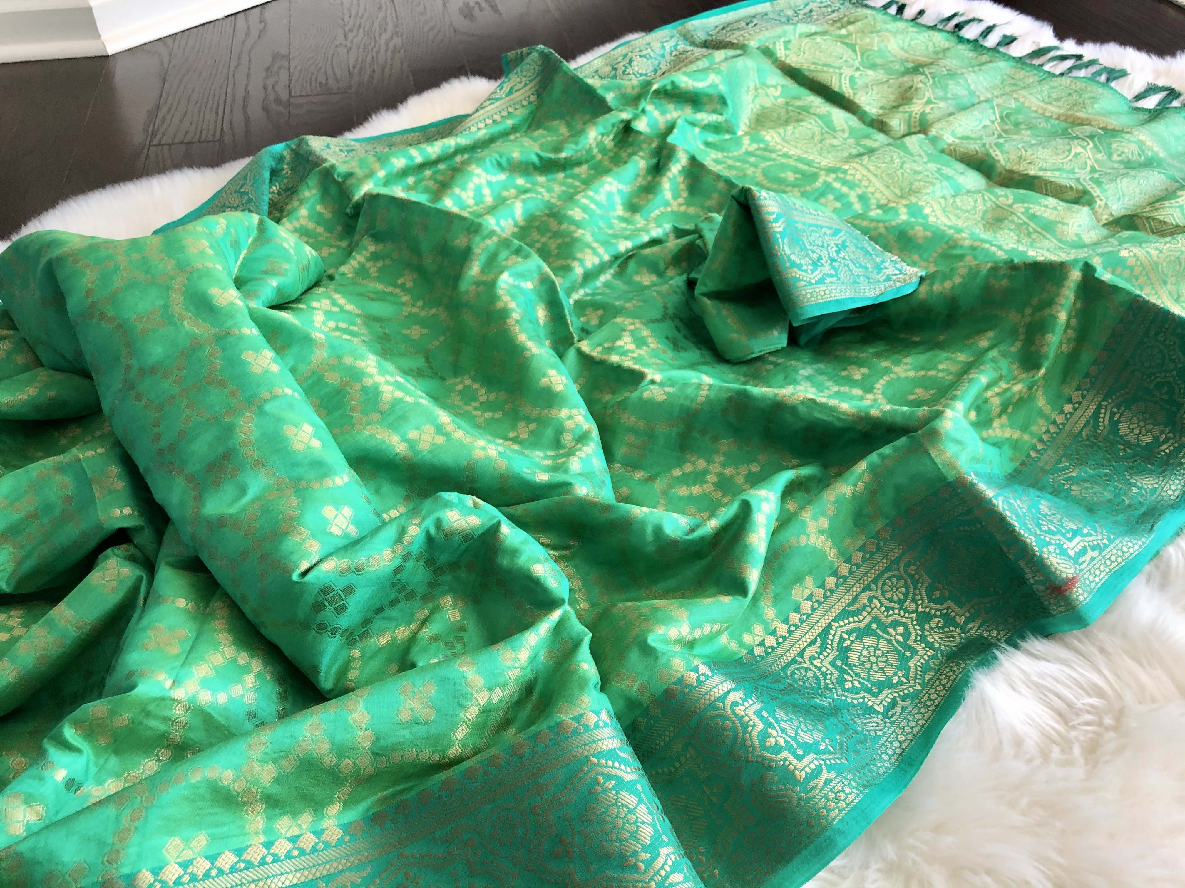 Silk Woven Green Banarasi Saree