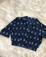 Load image into Gallery viewer, Cotton Indigo Croptop Blouse
