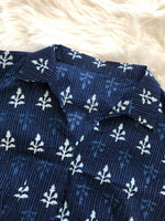 Load image into Gallery viewer, Cotton Indigo Croptop Blouse
