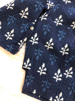 Load image into Gallery viewer, Cotton Indigo Croptop Blouse
