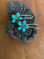 Load image into Gallery viewer, 92.5 Sterling Silver Daisy Hoops - Turquoise
