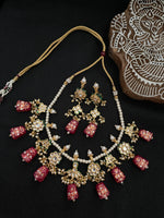 Load image into Gallery viewer, Kundan Handpainted Necklace Gold Set - Red
