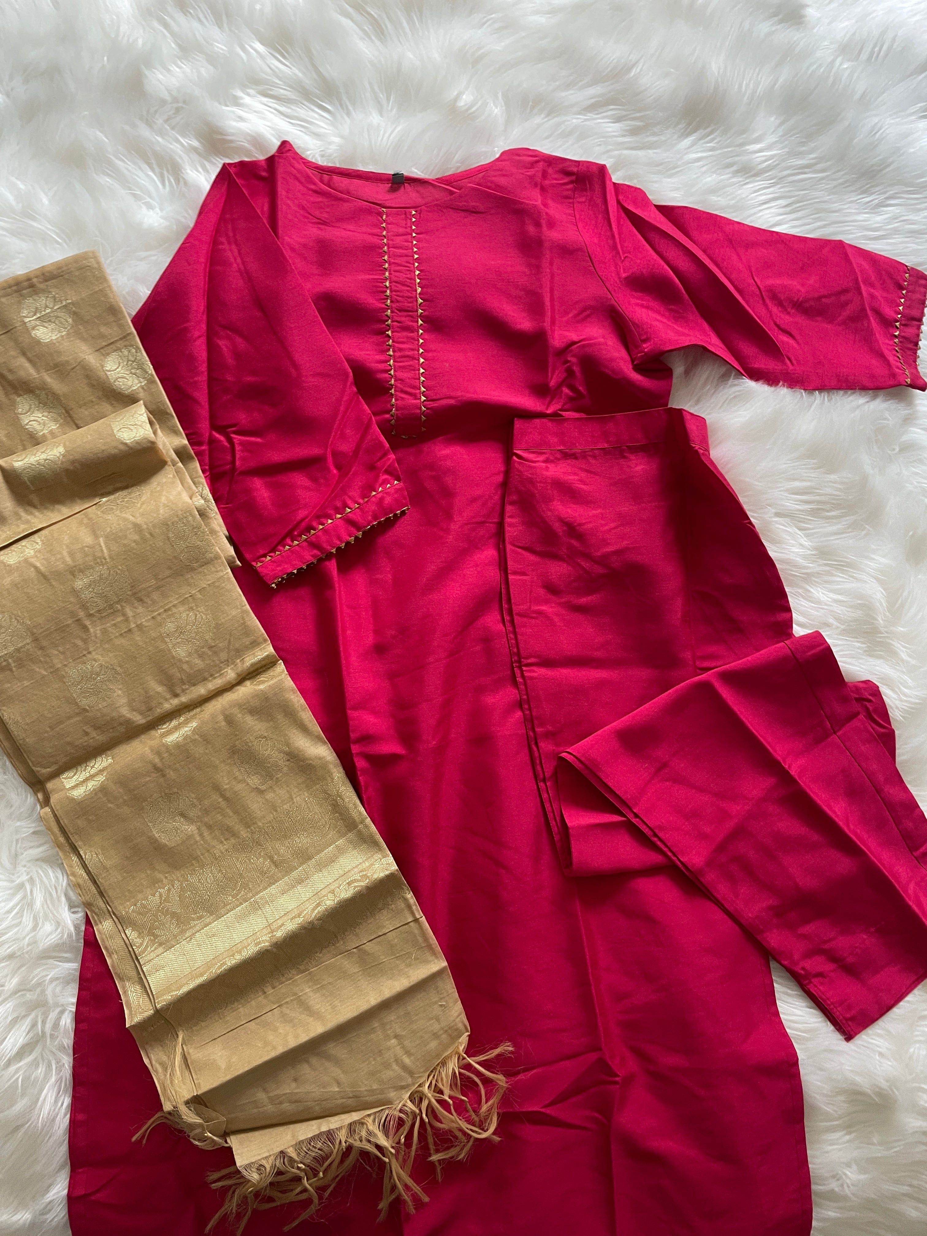 Kurta & Culottes Set - Hot Pink