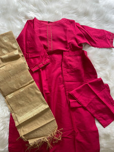 Kurta & Culottes Set - Hot Pink