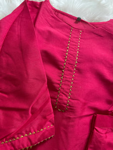 Kurta & Culottes Set - Hot Pink