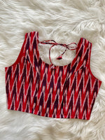 Load image into Gallery viewer, Ikkat Cotton Blouse - Red Burgundy
