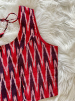 Load image into Gallery viewer, Ikkat Cotton Blouse - Red Burgundy
