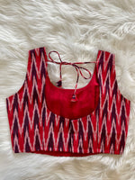 Load image into Gallery viewer, Ikkat Cotton Blouse - Red Burgundy
