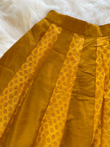 Brocade Panel Skirt - Mustard Yellow