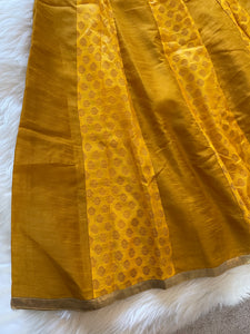 Brocade Panel Skirt - Mustard Yellow