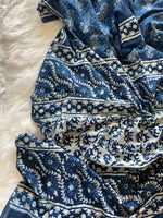 Load image into Gallery viewer, Cotton Block Print Bagru Saree - Indigo
