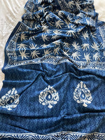 Load image into Gallery viewer, Cotton Block Print Bagru Saree - Indigo
