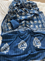 Load image into Gallery viewer, Cotton Block Print Bagru Saree - Indigo
