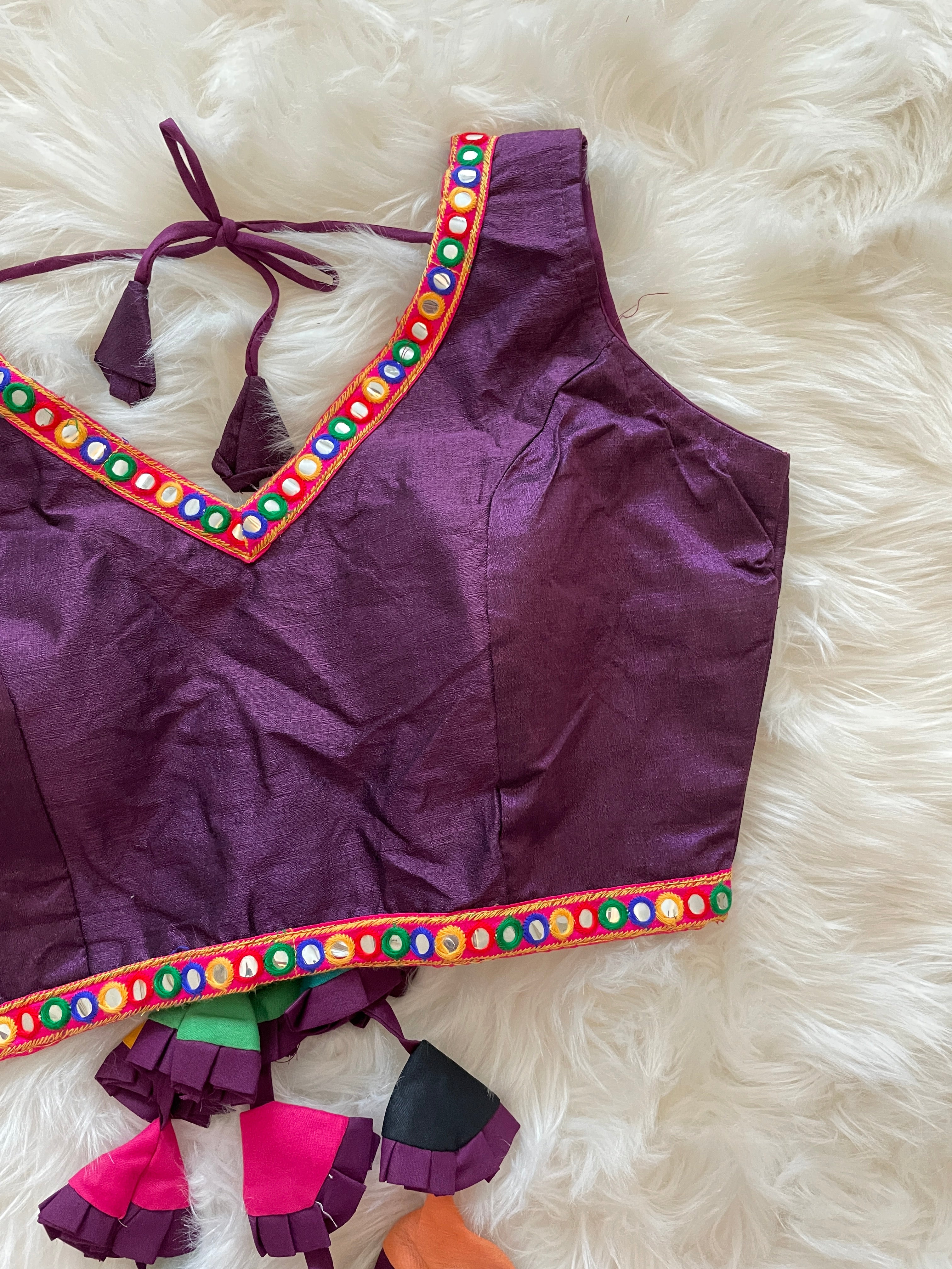 Silk Mirrorwork Tassle Blouse - Burgundy