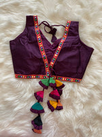 Load image into Gallery viewer, Silk Mirrorwork Tassle Blouse - Burgundy
