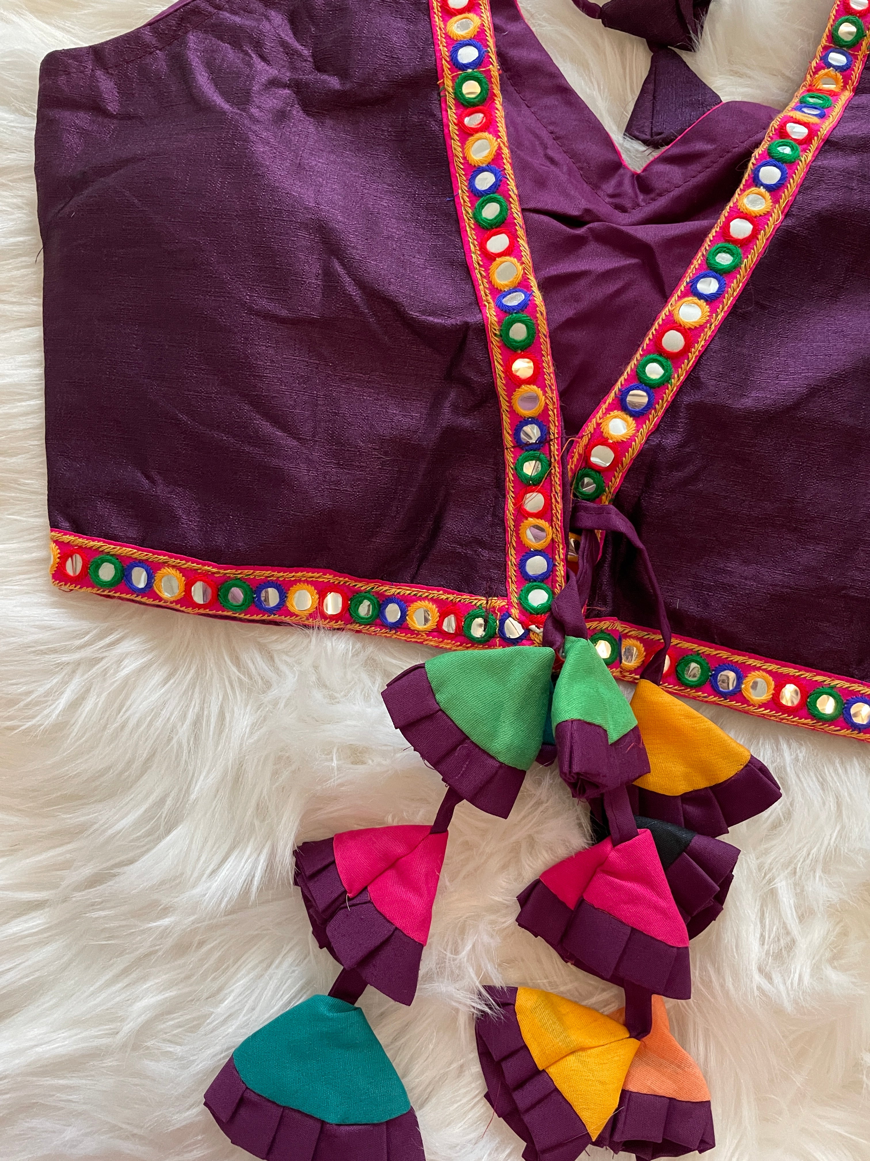 Silk Mirrorwork Tassle Blouse - Burgundy