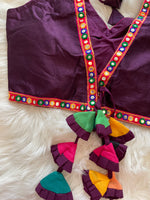 Load image into Gallery viewer, Silk Mirrorwork Tassle Blouse - Burgundy
