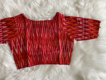 Load image into Gallery viewer, Ikkat Cotton Blouse - Orange Red

