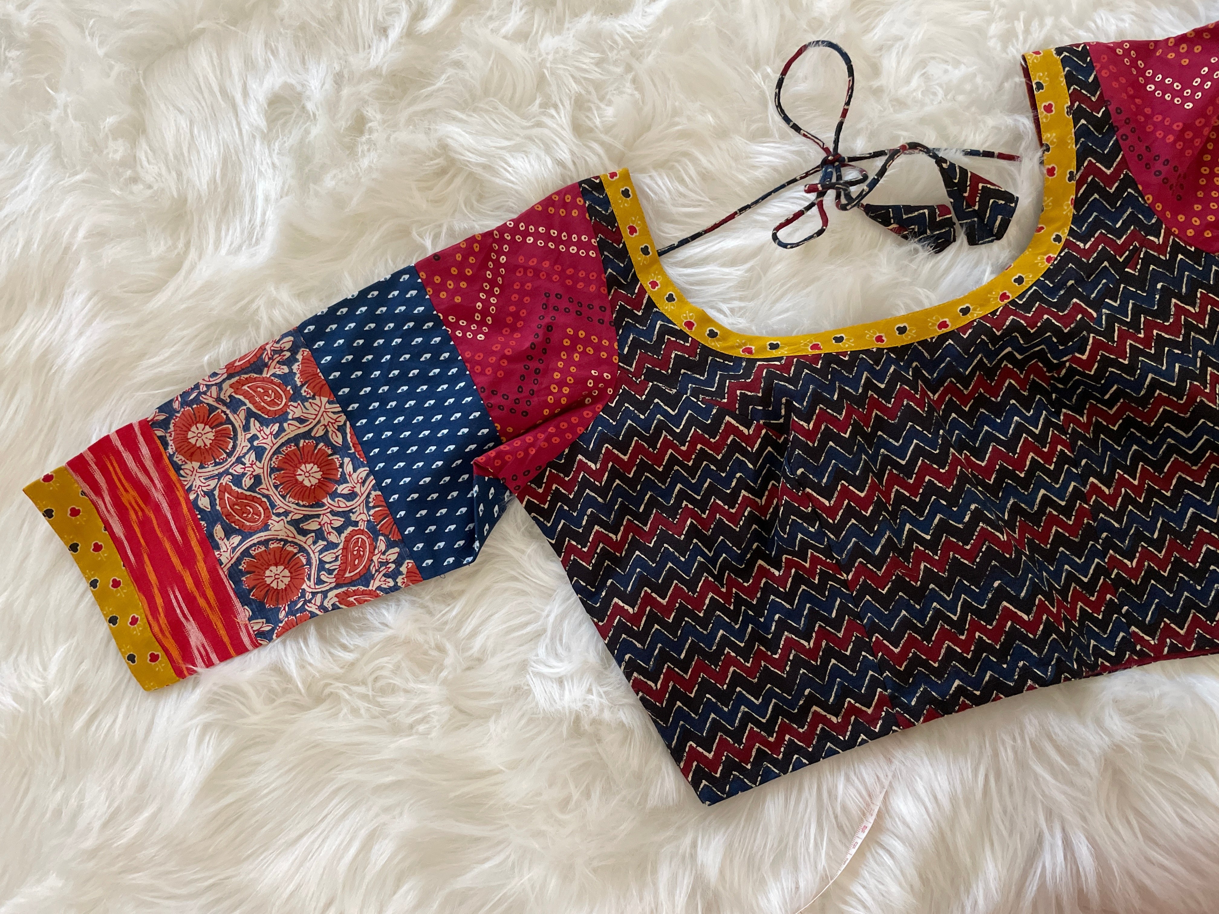 Block Print Cotton Blouse - Patchwork