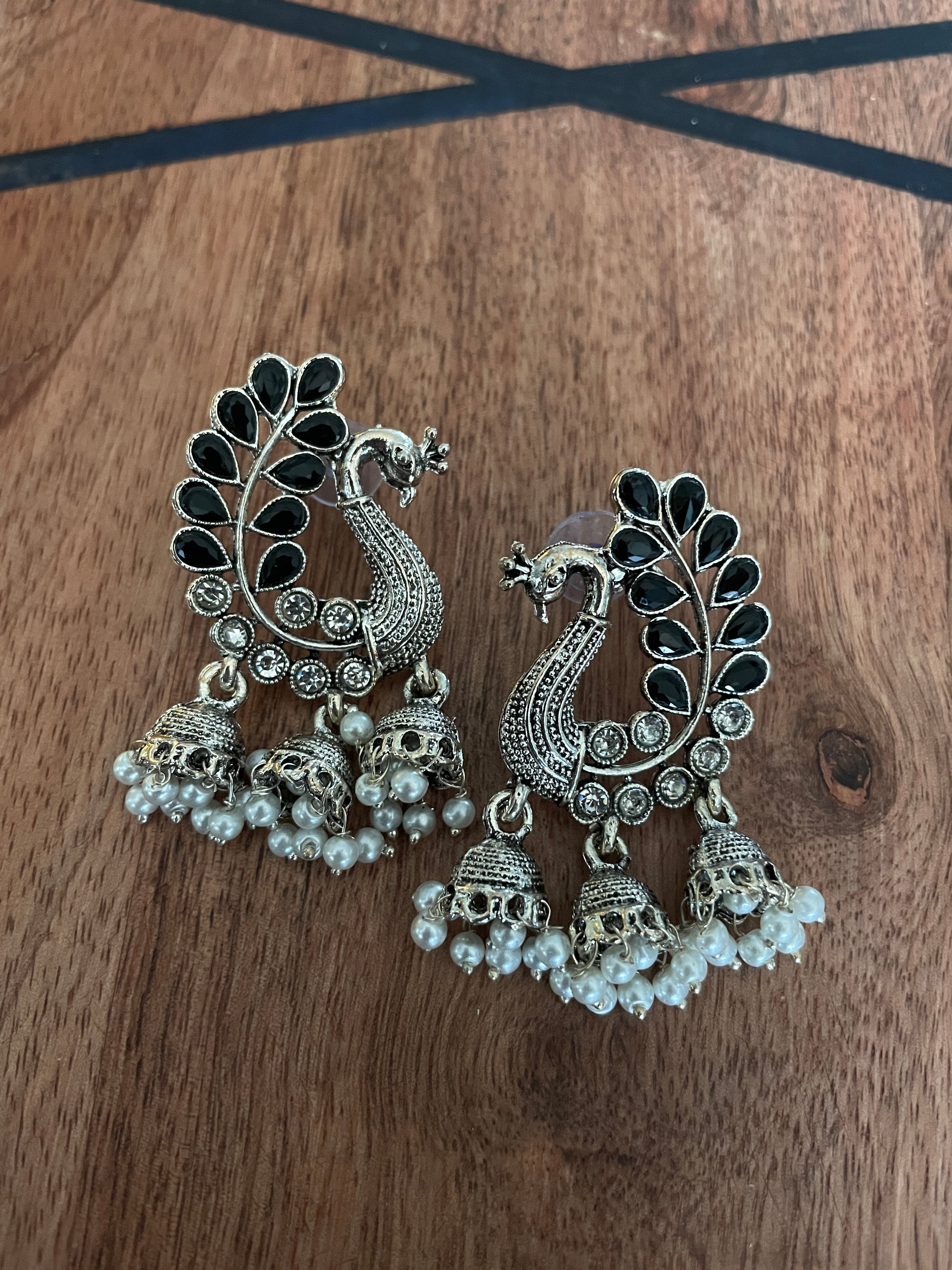 Peacock Jhumka Earrings