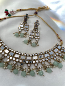 Mirror Necklace Set - Mint Green