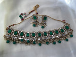 Load image into Gallery viewer, Crystal &amp; Mirror Choker Set - Emerald Green
