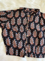 Load image into Gallery viewer, Block Print Cotton Croptop Blouse - Black
