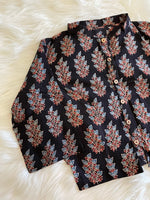 Load image into Gallery viewer, Block Print Cotton Croptop Blouse - Black
