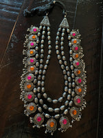 Load image into Gallery viewer, Kundan Long Necklace Silver Polish
