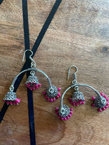 Arch Jhumka  Earrings - Pink