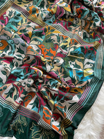 Load image into Gallery viewer, Kantha Silk Saree - Bottle Green
