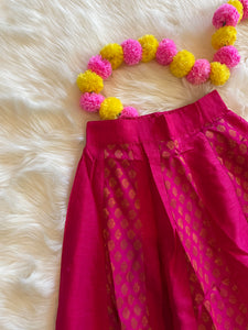 Brocade Silk Panel Skirt - Pink