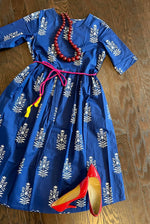 Load image into Gallery viewer, Cotton Block Print Dress - Indigo Blue
