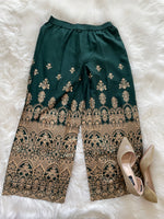 Load image into Gallery viewer, Party Palazzo Gold Print - Bottle Green
