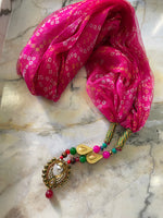 Load image into Gallery viewer, Chiffon Necklace Bandhani Scarf - Pink
