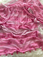 Load image into Gallery viewer, Linen by Linen Embroidered Saree - Pink

