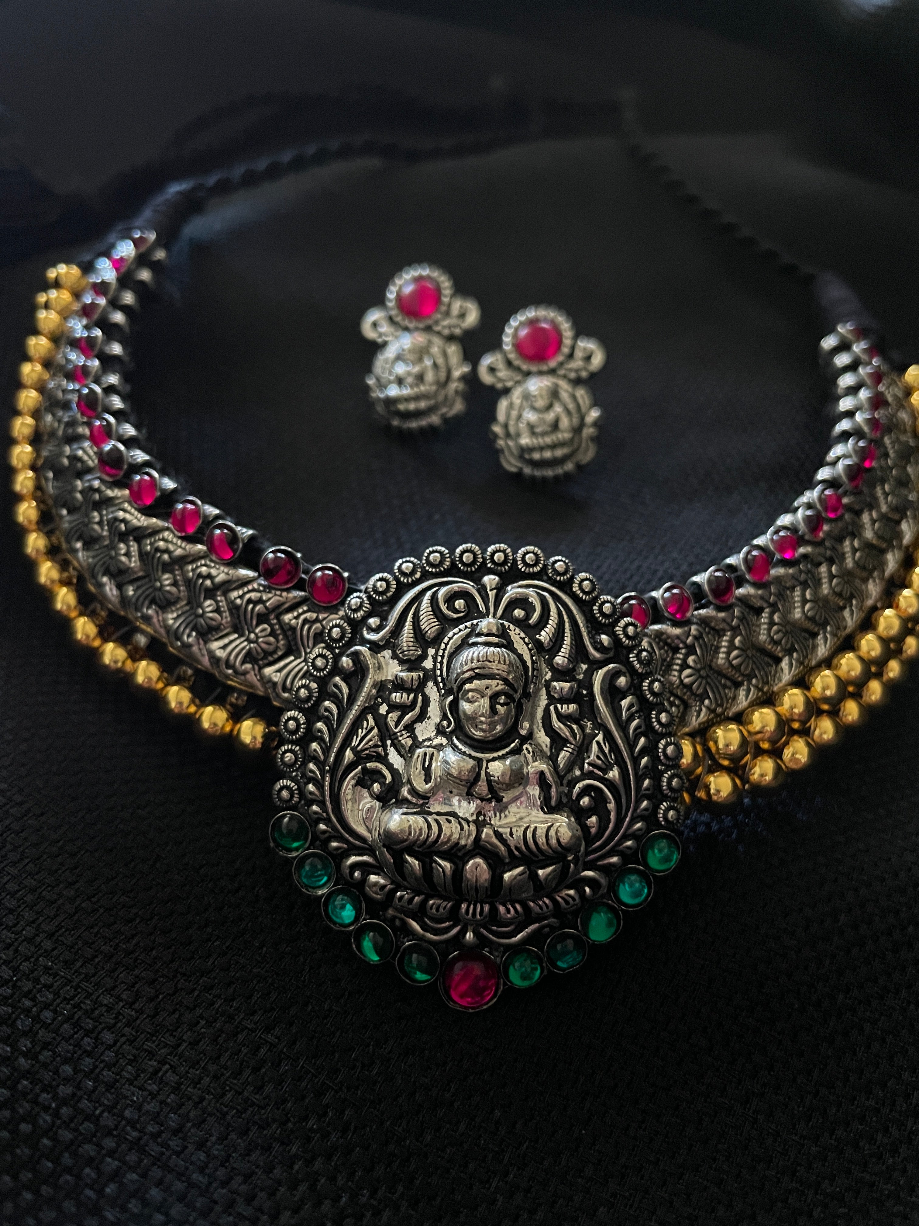 Vajrateek Necklace Dual tone Polish- Lakshmi