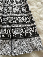 Load image into Gallery viewer, Wraparound Block Print Skirt - B&amp;W
