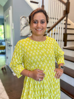 Load image into Gallery viewer, Cotton Dress - Lime Yellow
