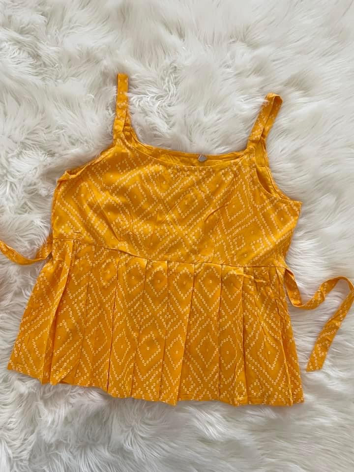 Bandhani Croptop - Mustard Yellow