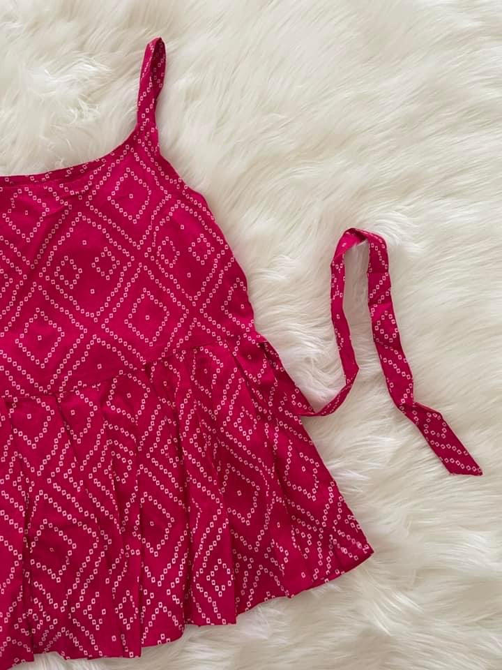 Bandhani Croptop - Hot Pink